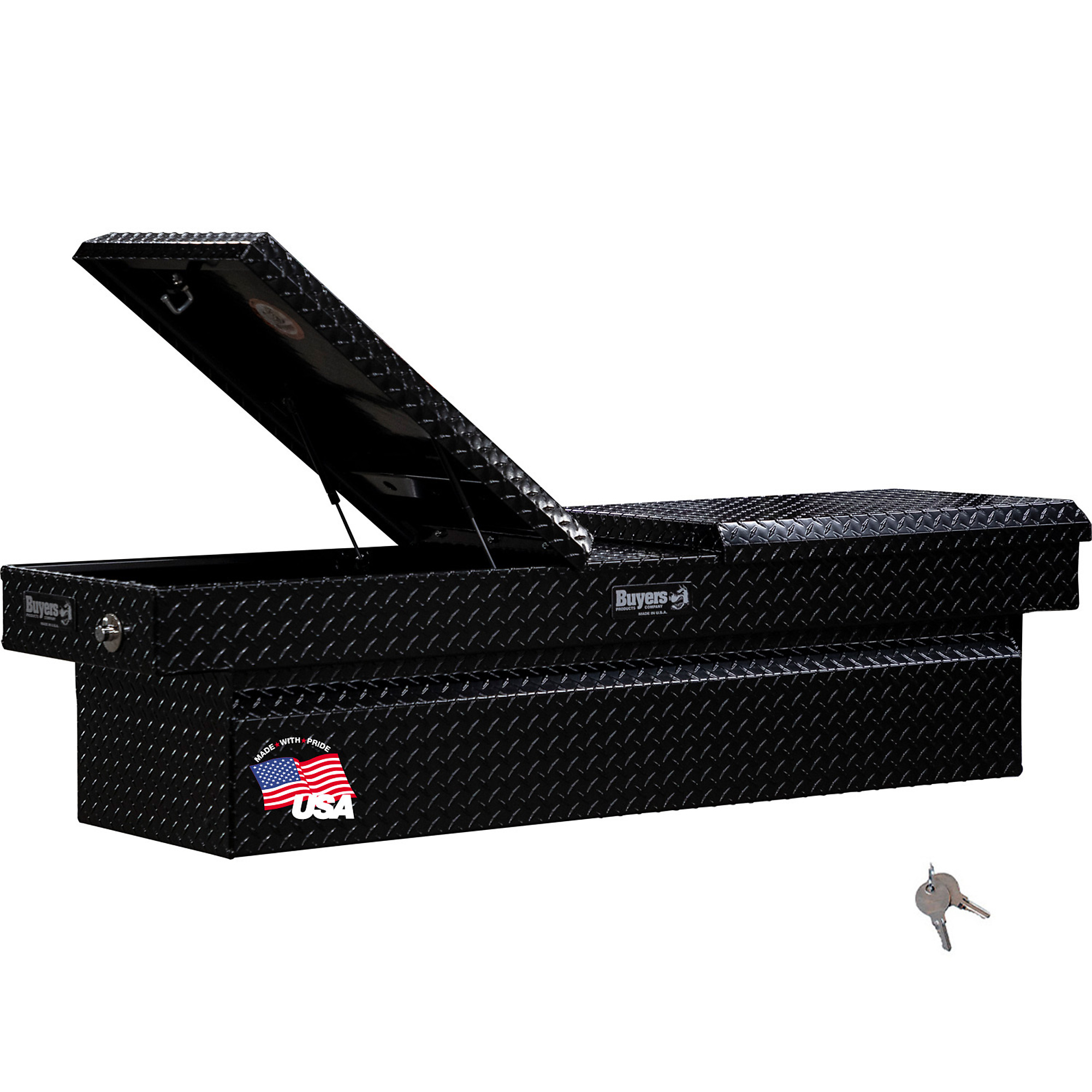 Buyers Products, Diamond Tread Aluminum Gull Wing Truck Tool Box Series, Width 27 in, Material Aluminum, Color Finish Glossy Black, Model# 1720423